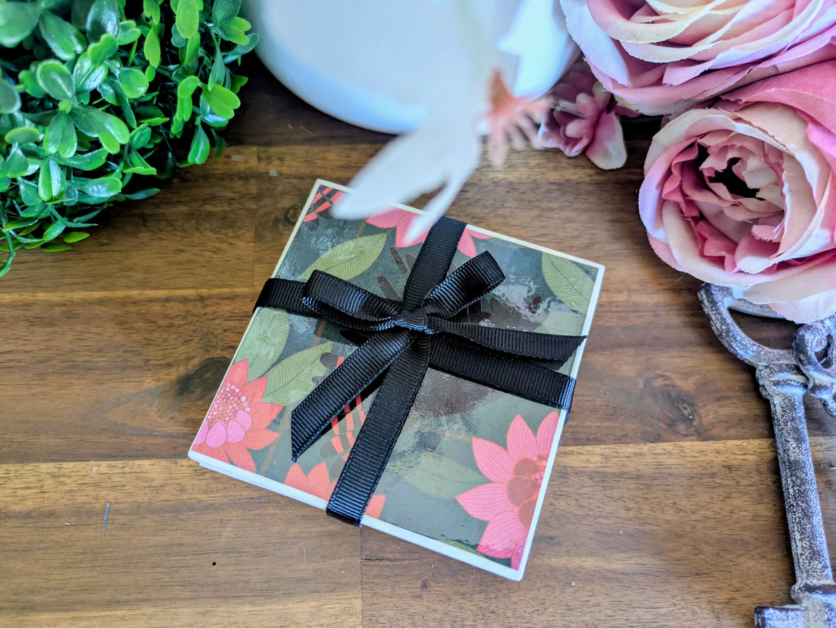 Hand Crafted Ceramic Coaster - Australian Birds Set of 4x (a)