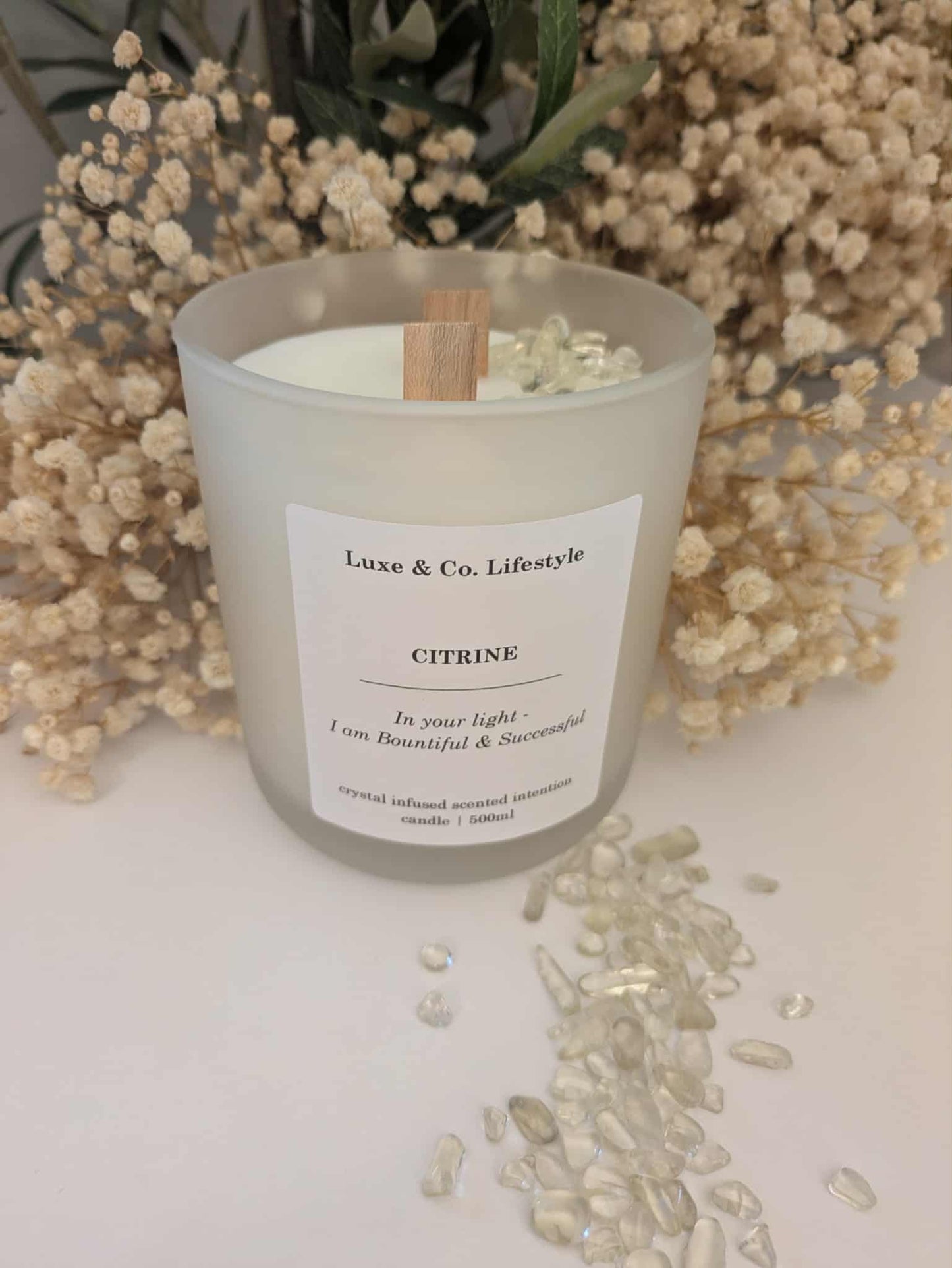 CITRINE Crystal Infused Intention Candle - Bountiful & Successful