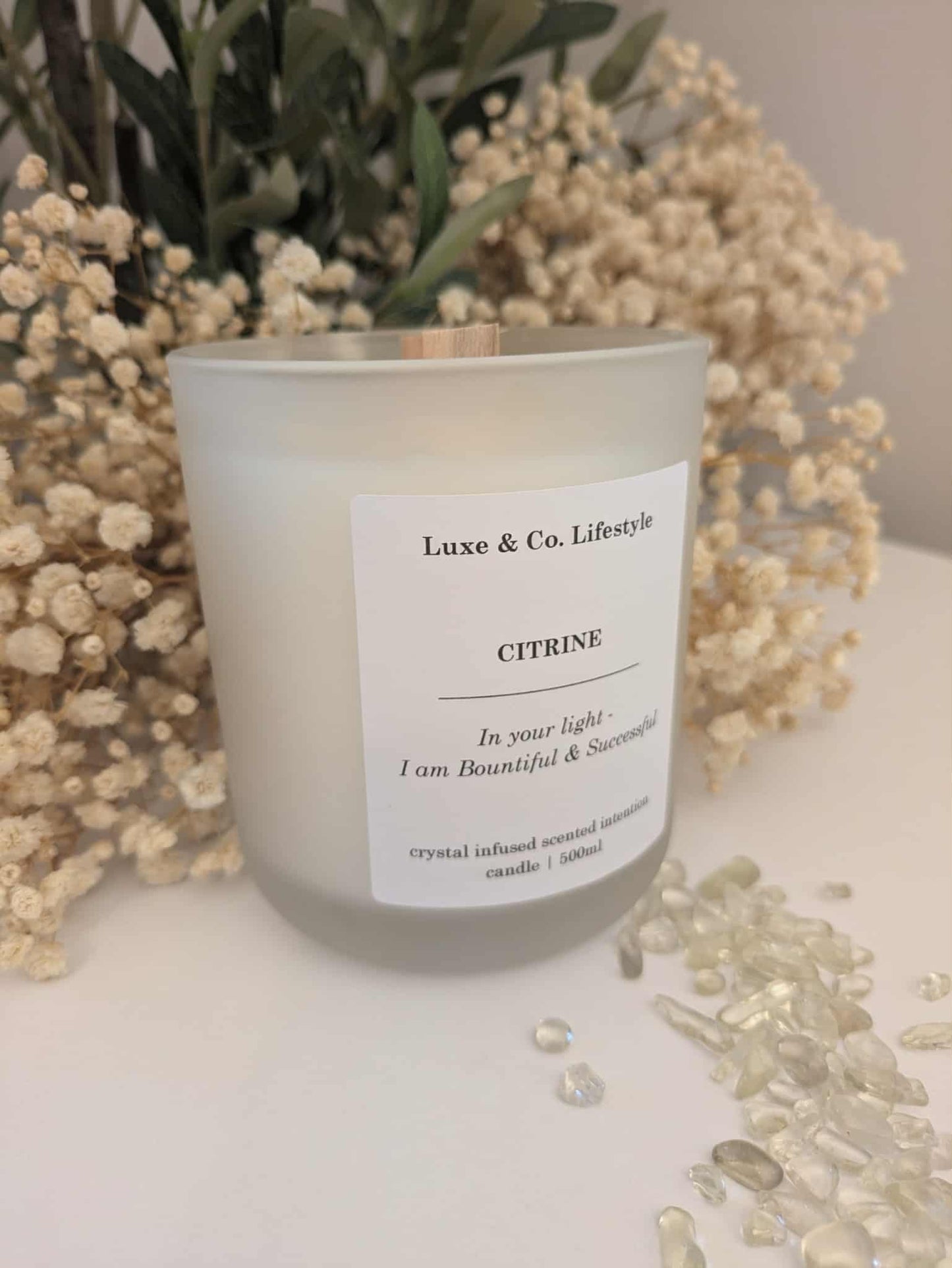 CITRINE Crystal Infused Intention Candle - Bountiful & Successful