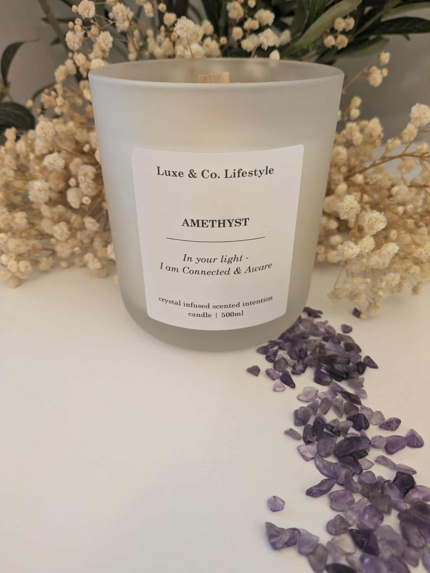 AMETHYST Crystal Infused Intention Candle - Connected & Aware