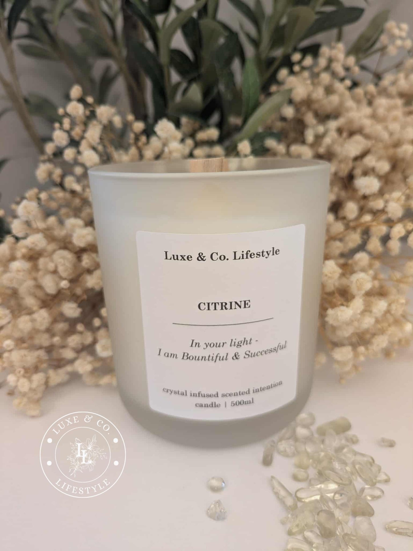 CITRINE Crystal Infused Intention Candle - Bountiful & Successful