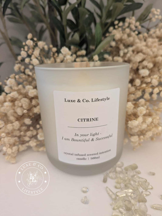 CITRINE Crystal Infused Intention Candle - Bountiful & Successful