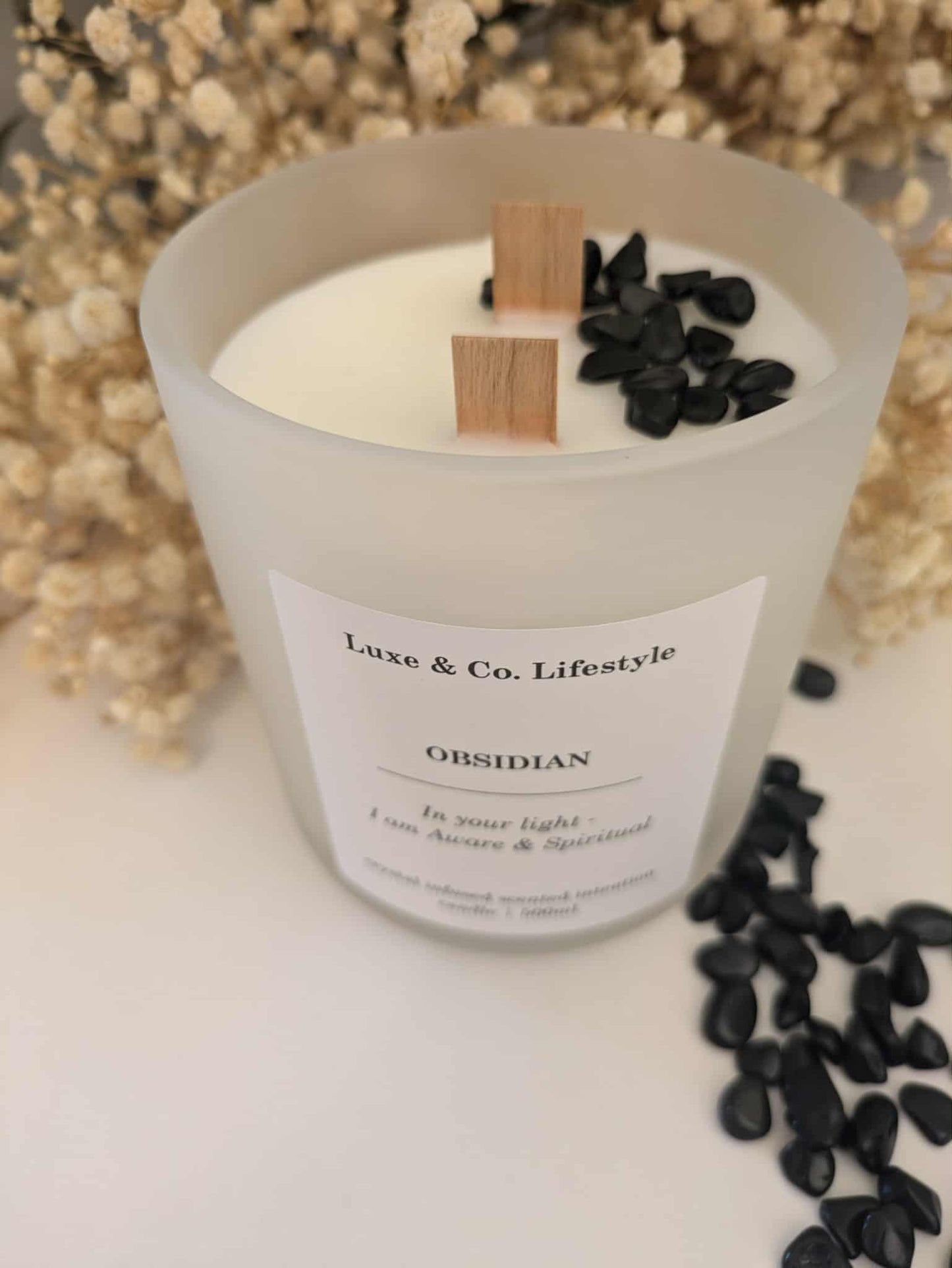 OBSIDIAN Crystal Infused Intention Candle - Aware & Spiritual