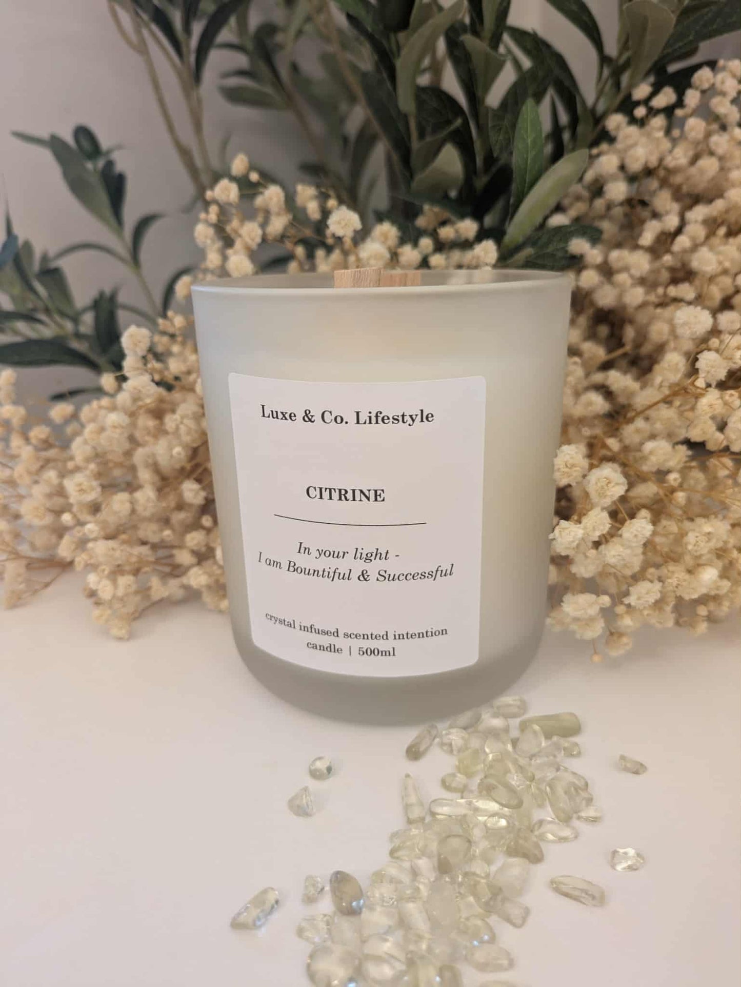 CITRINE Crystal Infused Intention Candle - Bountiful & Successful