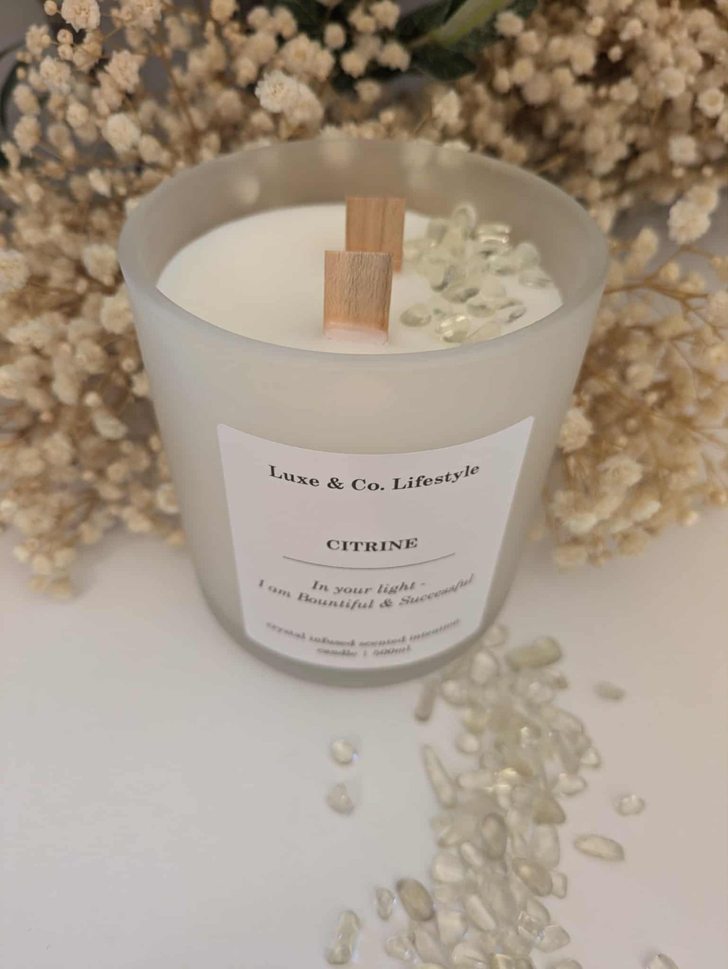 CITRINE Crystal Infused Intention Candle - Bountiful & Successful