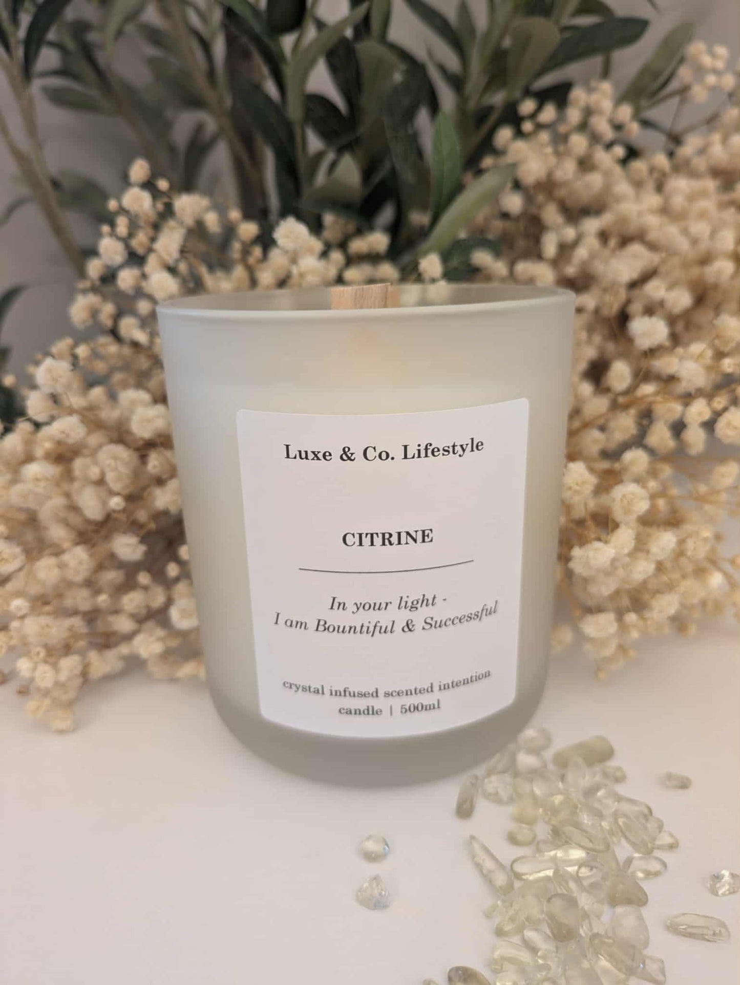 CITRINE Crystal Infused Intention Candle - Bountiful & Successful