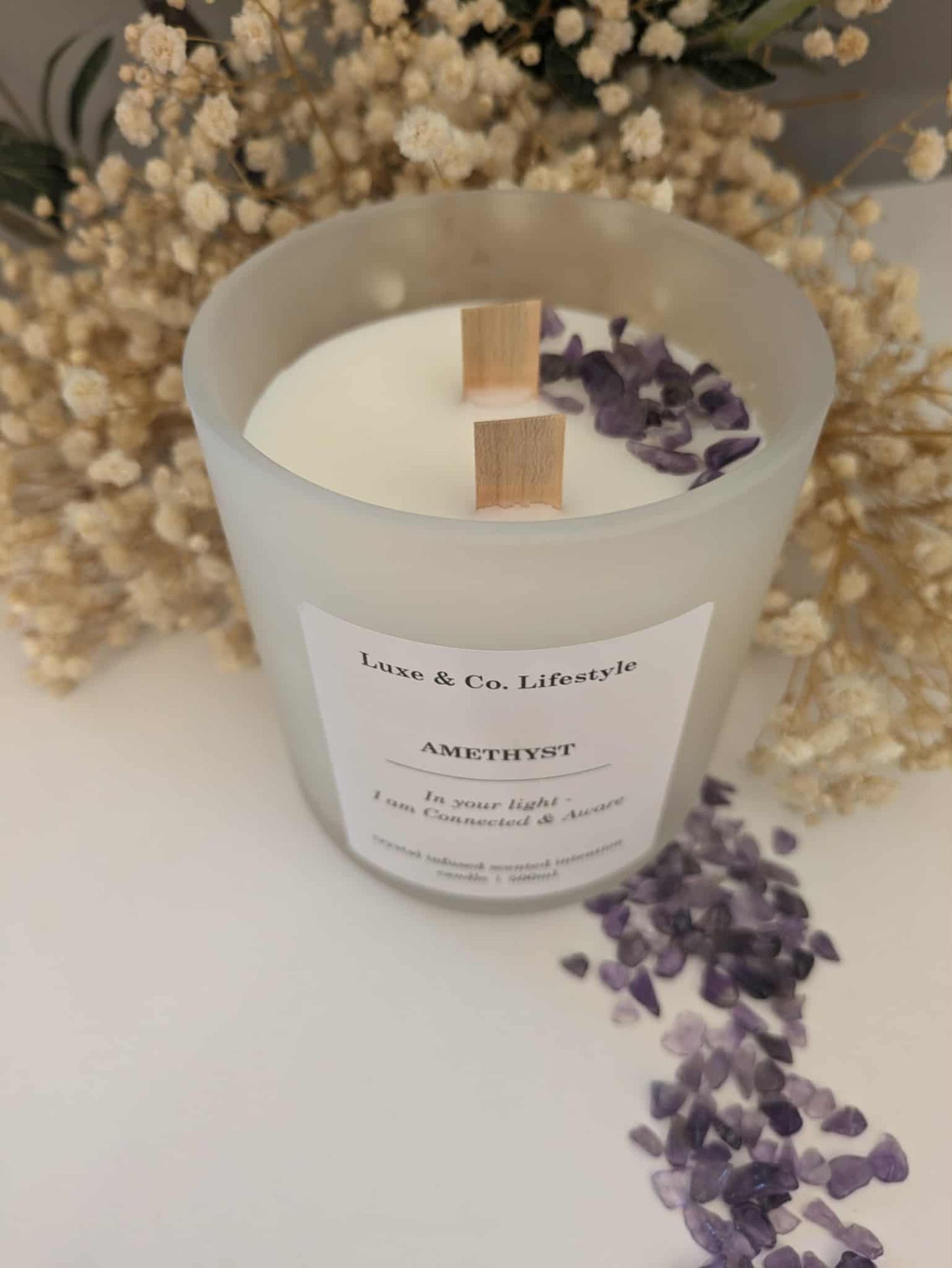 AMETHYST Crystal Infused Intention Candle - Connected & Aware