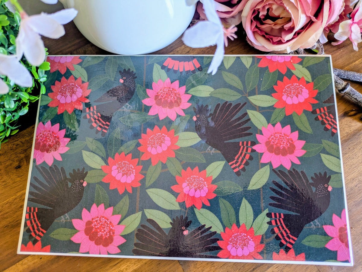 Hand Crafted Ceramic Coaster - Australian Birds Extra Large (a)