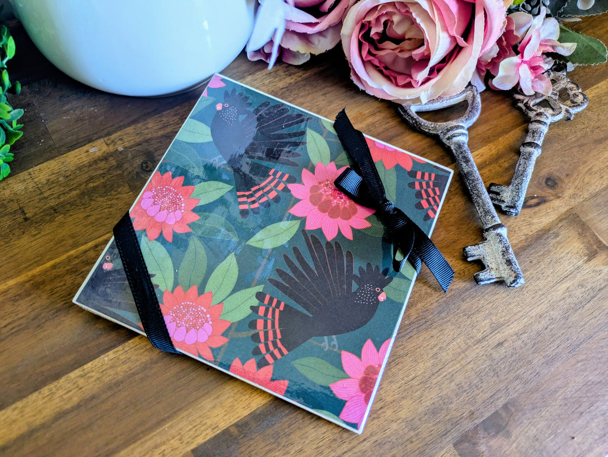 Hand Crafted Ceramic Coaster - Australian Birds Single Medium Size (b)