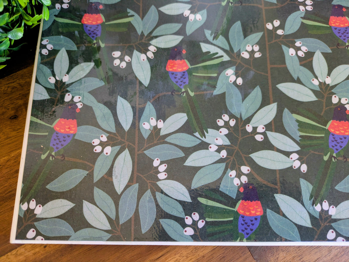 Hand Crafted Ceramic Coaster - Australian Birds Extra Large (b)