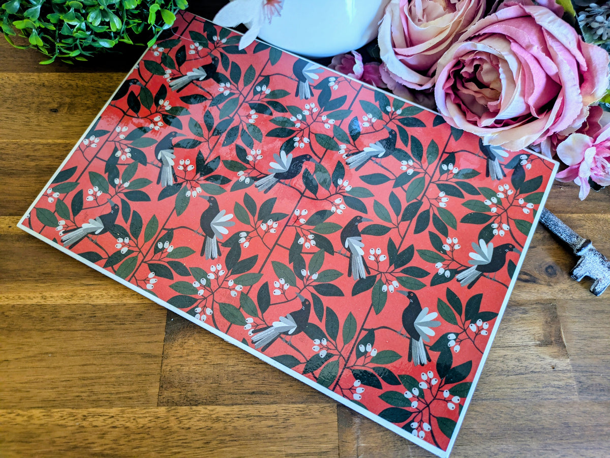 Hand Crafted Ceramic Coaster - Australian Birds Extra Large (c)