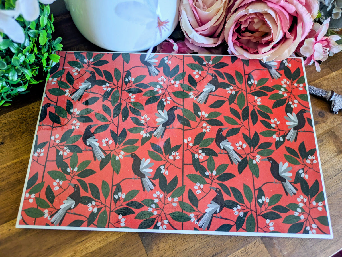 Hand Crafted Ceramic Coaster - Australian Birds Extra Large (c)