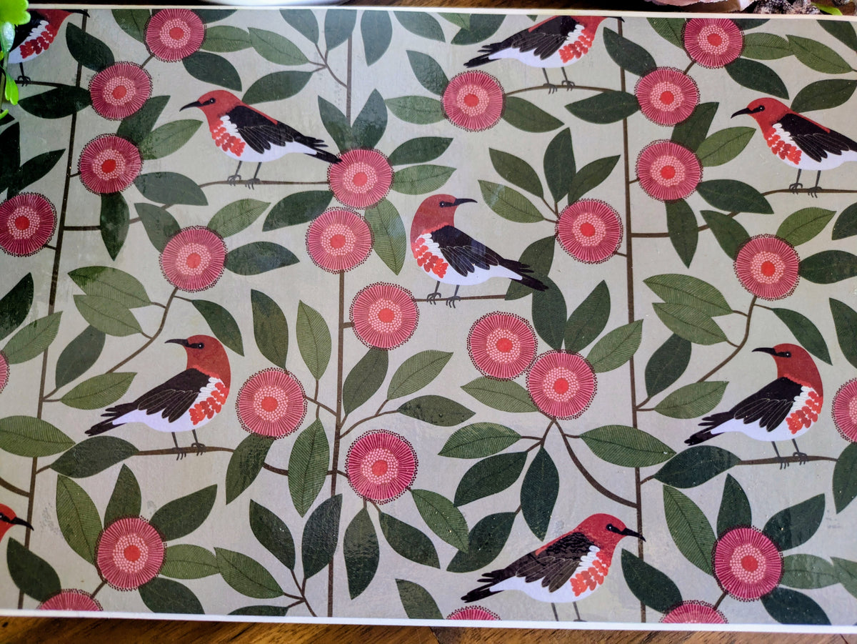 Hand Crafted Ceramic Coaster - Australian Birds Extra Large (d)