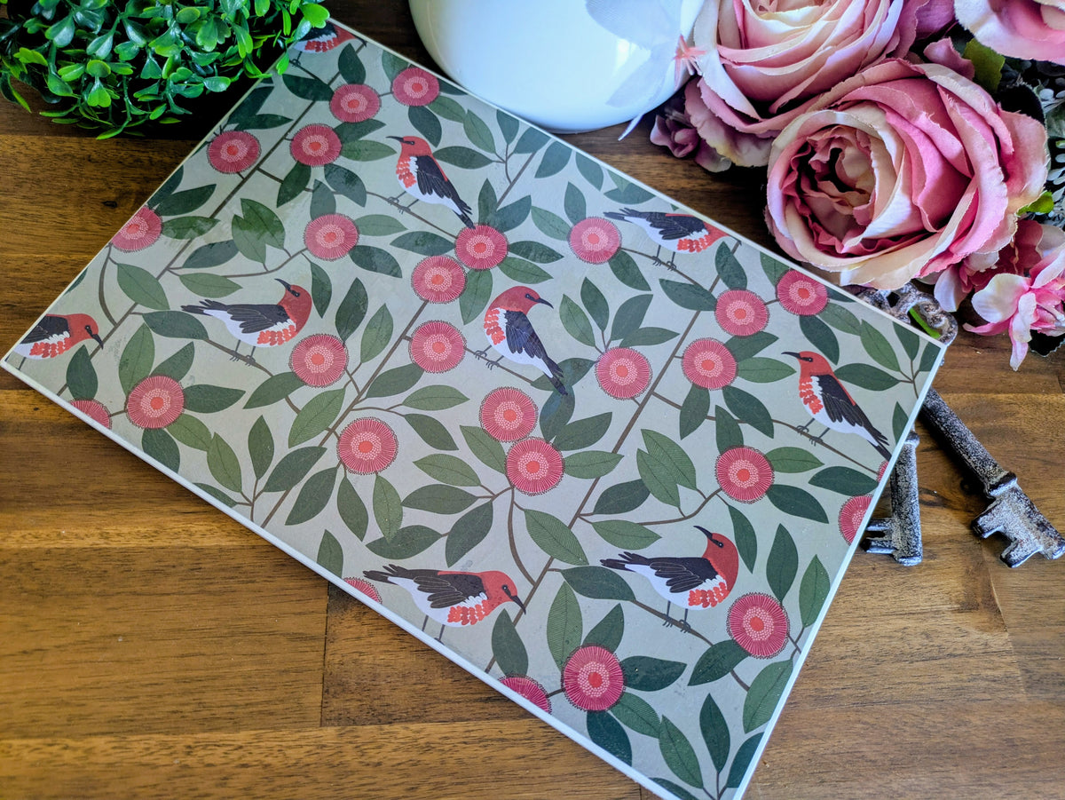 Hand Crafted Ceramic Coaster - Australian Birds Extra Large (d)