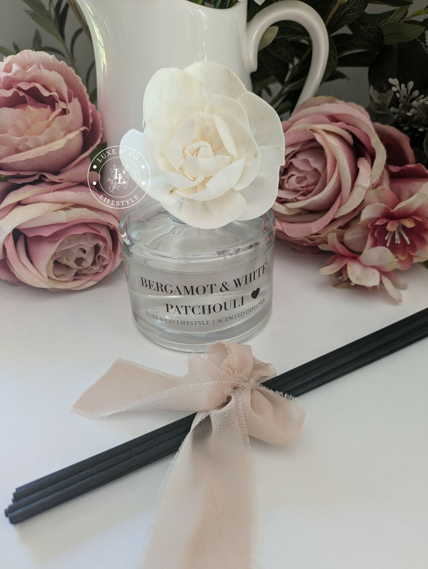 200ml Luxe Glass Diffuser  - BERGAMOT & WHITE PATCHOULI