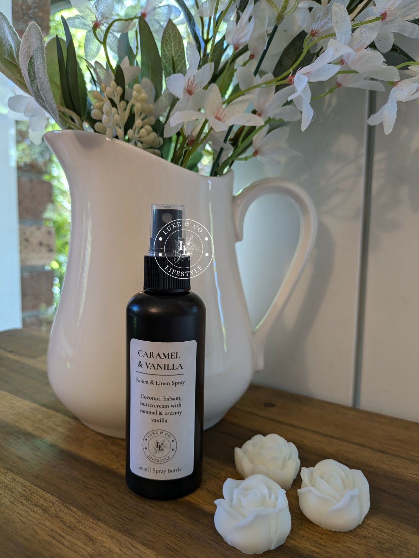 100ml Premium Fragrant Room & Linen Spray - CARAMEL & VANILLA