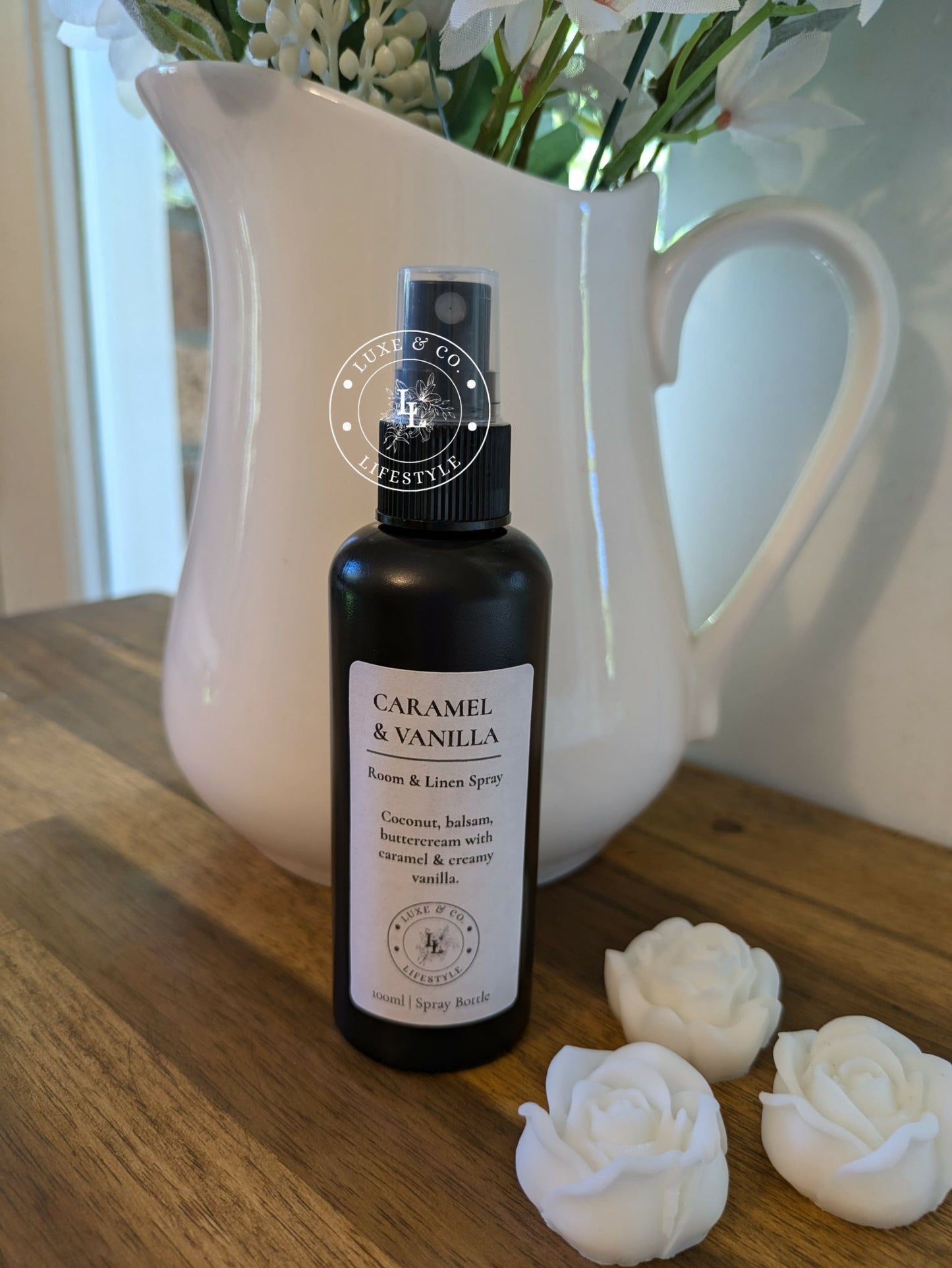 100ml Premium Fragrant Room & Linen Spray - CARAMEL & VANILLA