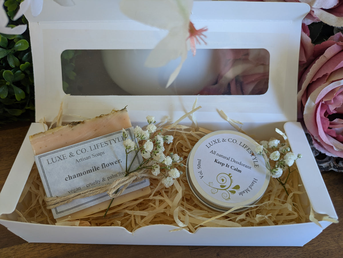 Artisan Chamomile Flower Soap + Natural Deodorant Gift Pack RRP $26!!