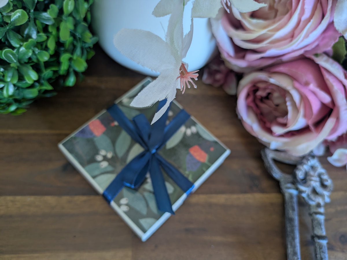 Hand Crafted Ceramic Coaster - Australian Birds Set of 4x (b)