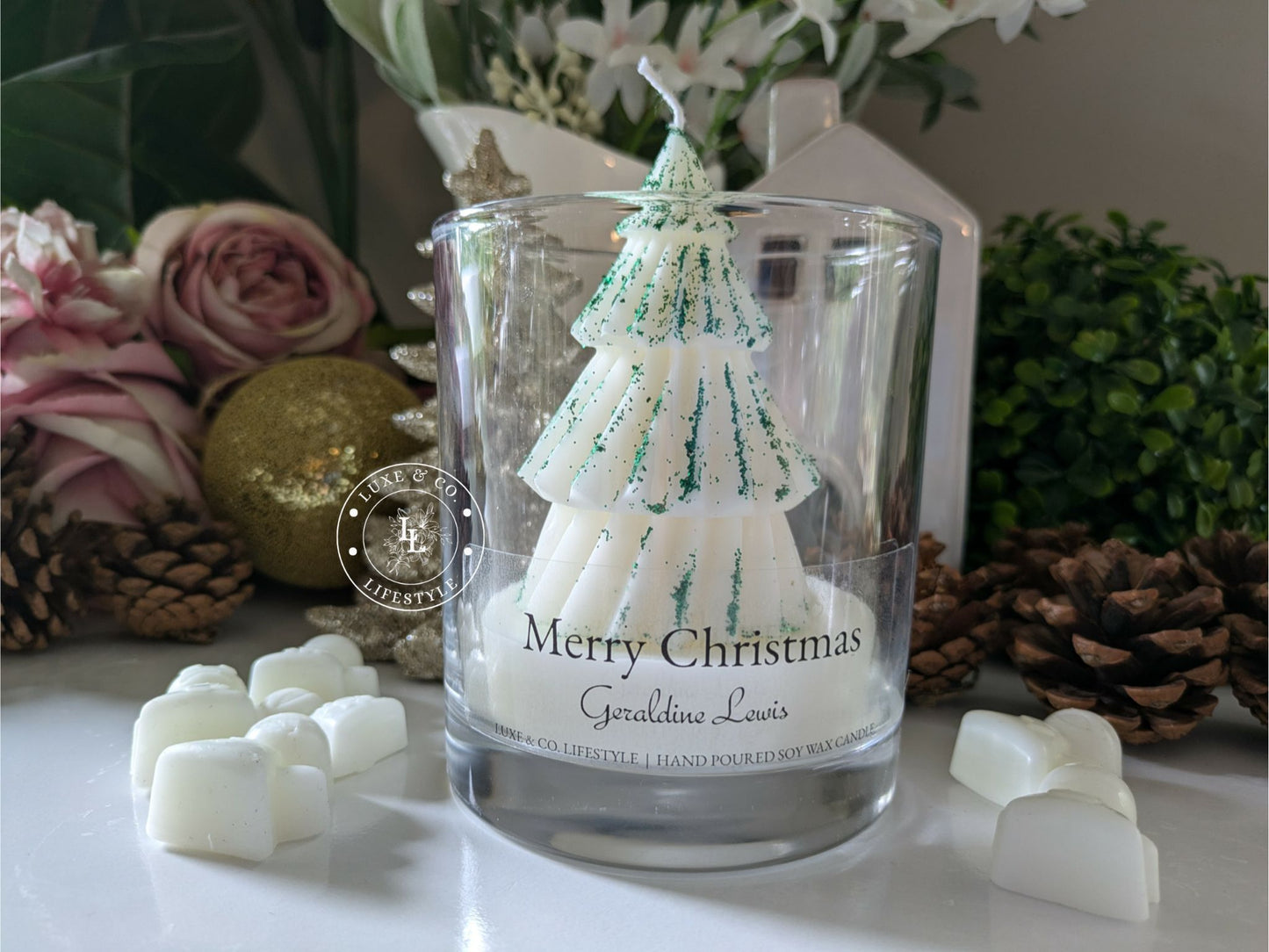 Customized Christmas Candle - Green