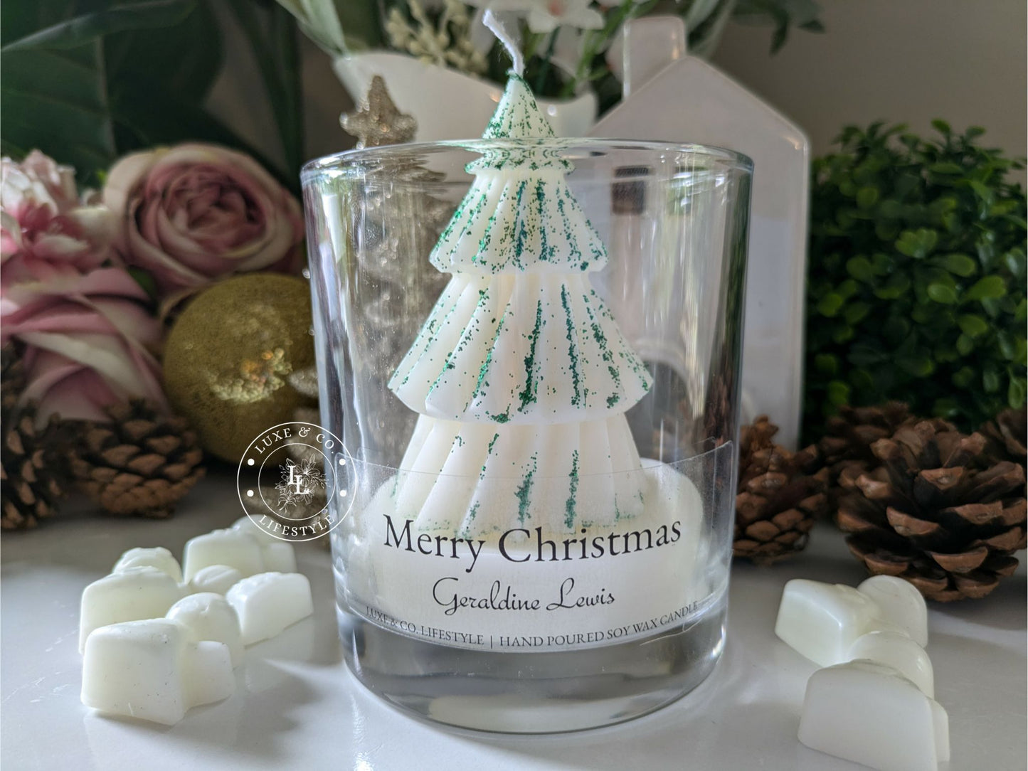 Customized Christmas Candle - Green