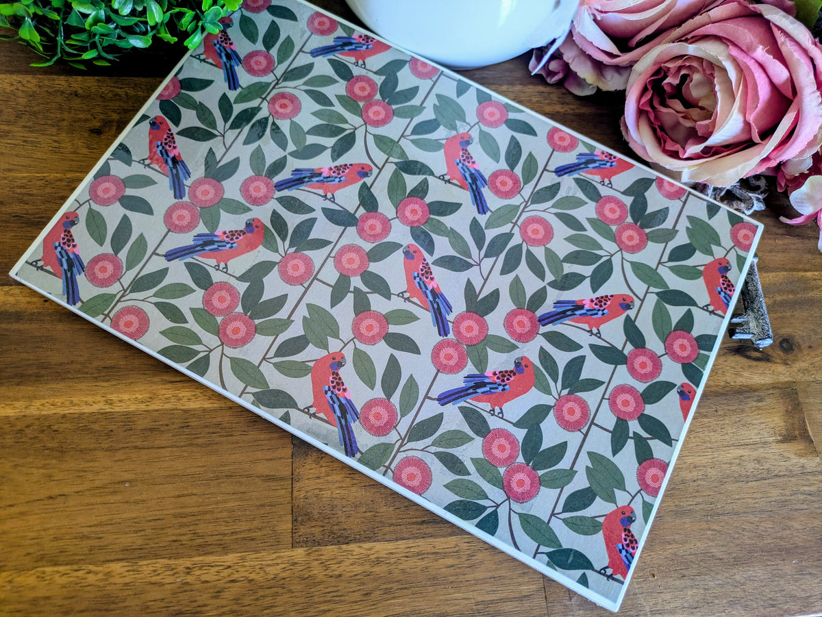 Hand Crafted Ceramic Coaster - Australian Birds Extra Large (e)