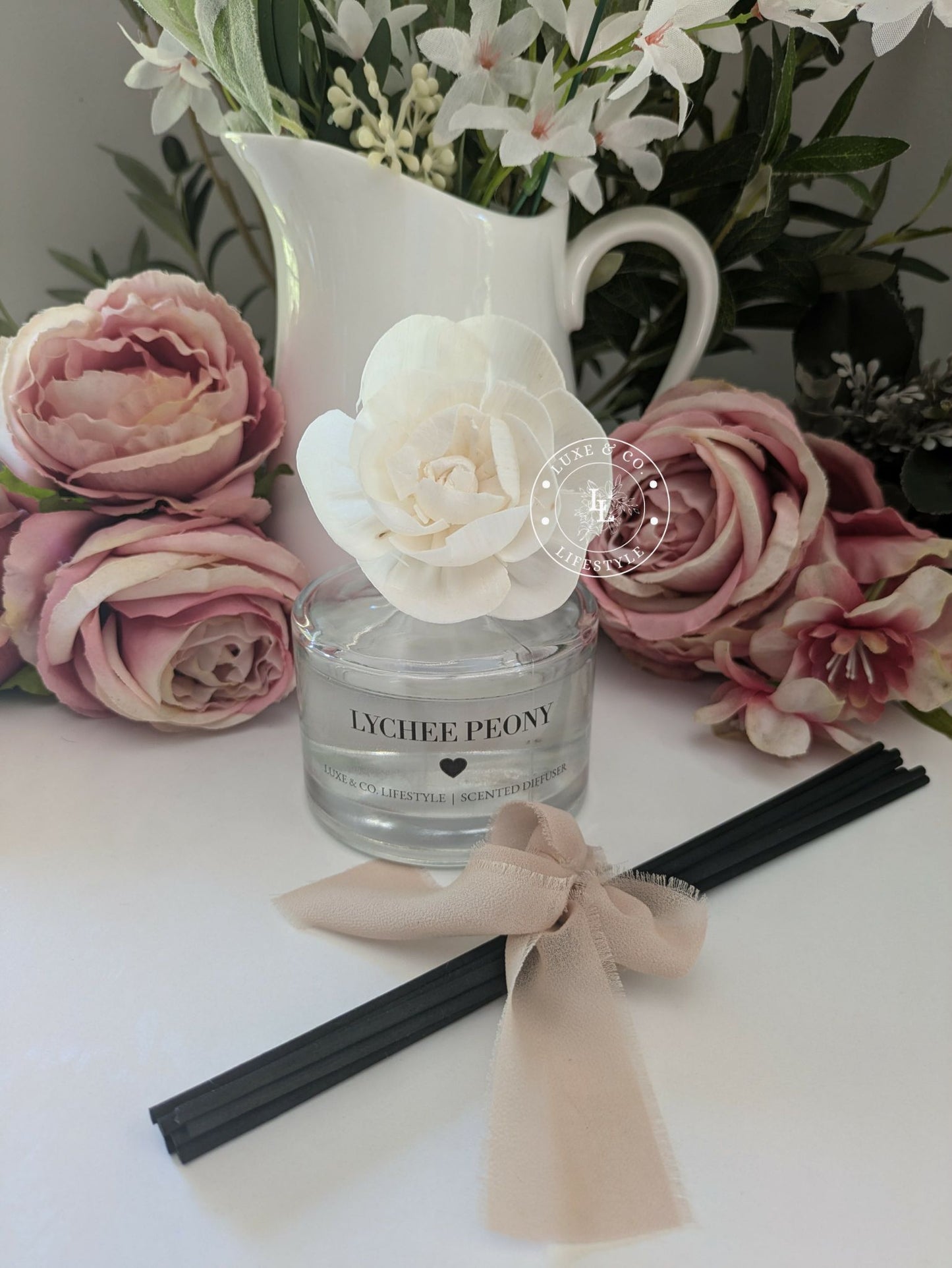 200ml Luxe Glass Diffuser  - LYCHEE PEONY
