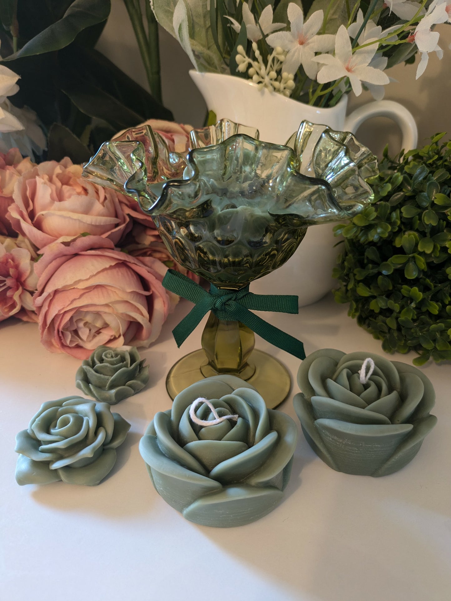 Green Cut Glass - Sweet Pea & Jasmine | 250ml