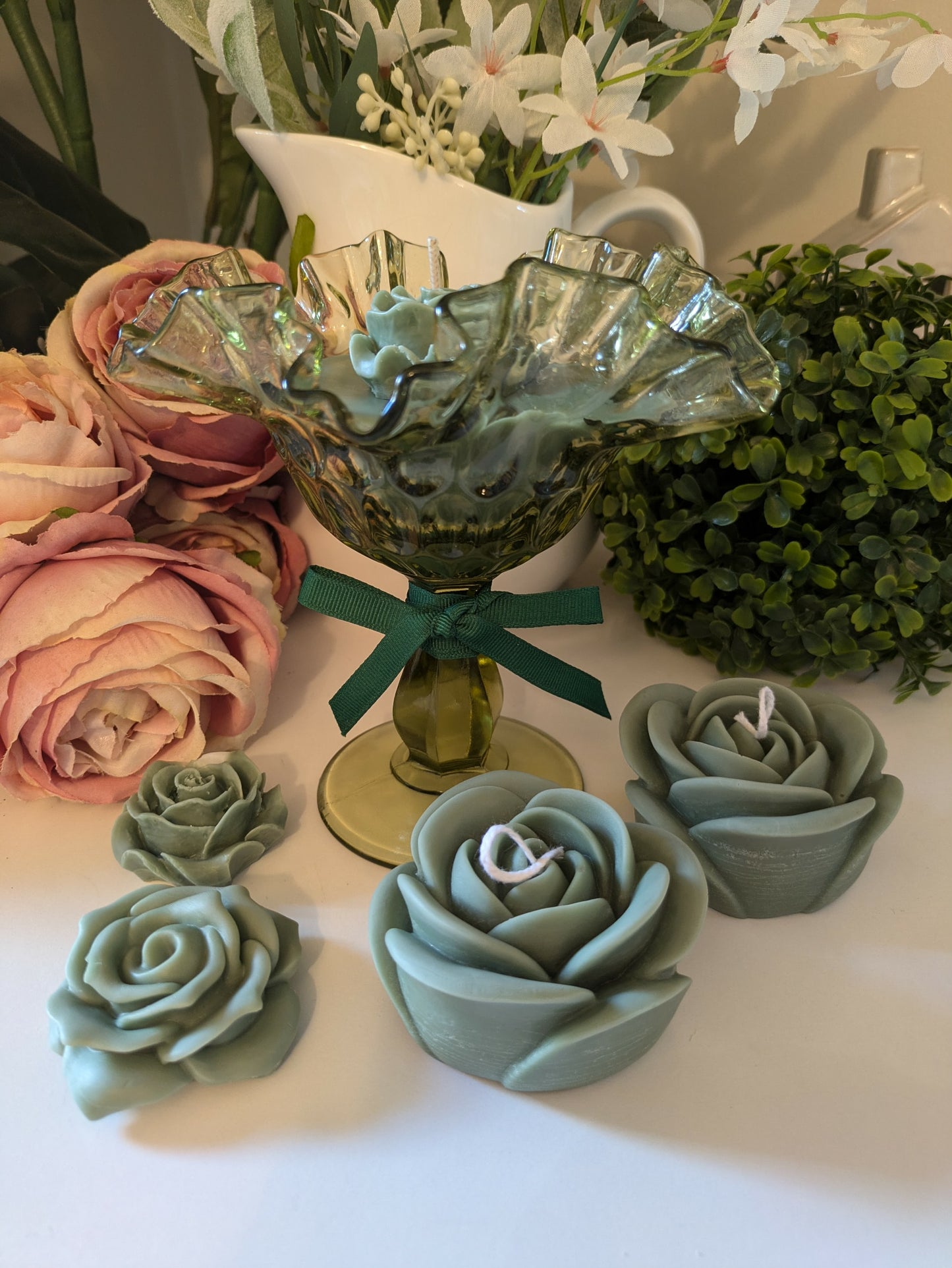 Green Cut Glass - Sweet Pea & Jasmine | 250ml