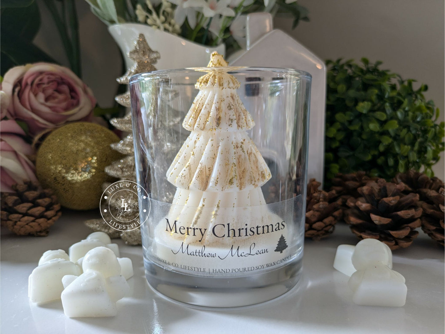Customized Christmas Candle - Gold