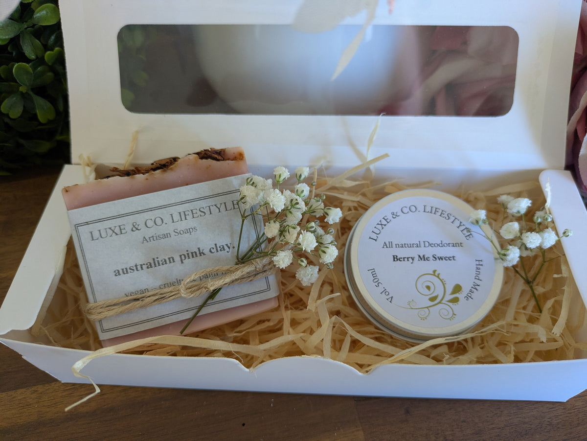 Artisan Australian Pink Clay Soap + Natural Deodorant Gift Pack RRP $26!!
