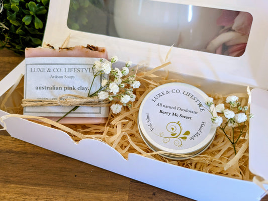 Artisan Australian Pink Clay Soap + Natural Deodorant Gift Pack RRP $26!!
