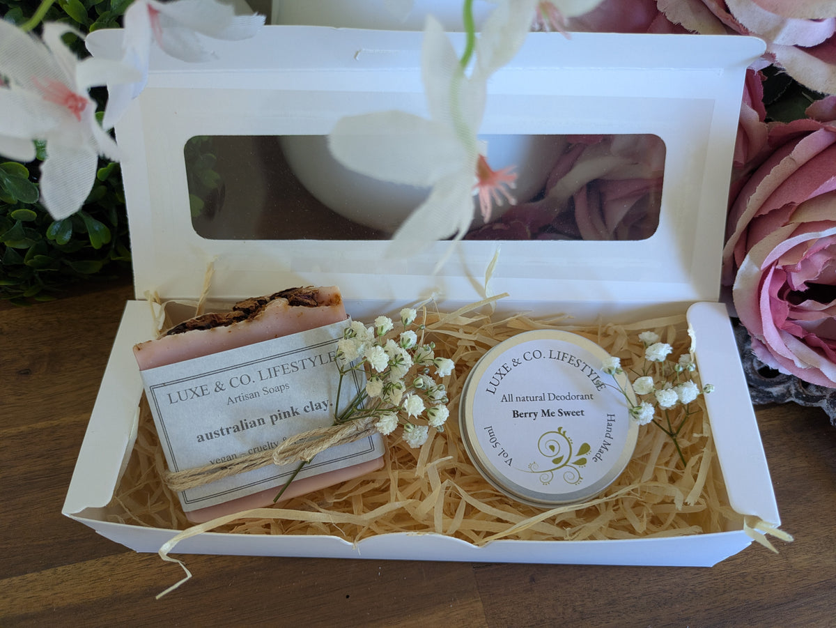 Artisan Australian Pink Clay Soap + Natural Deodorant Gift Pack RRP $26!!