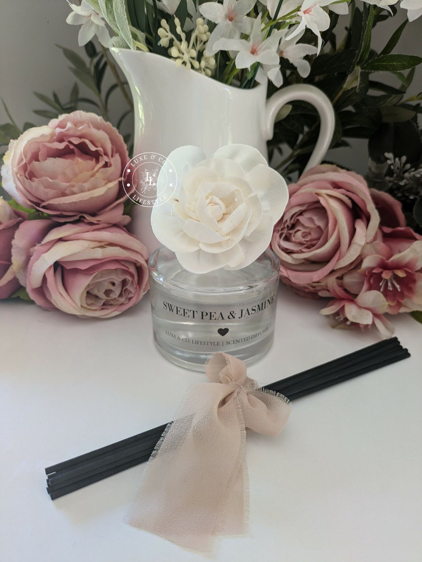200ml Luxe Glass Diffuser  - SWEET PEA & JASMINE