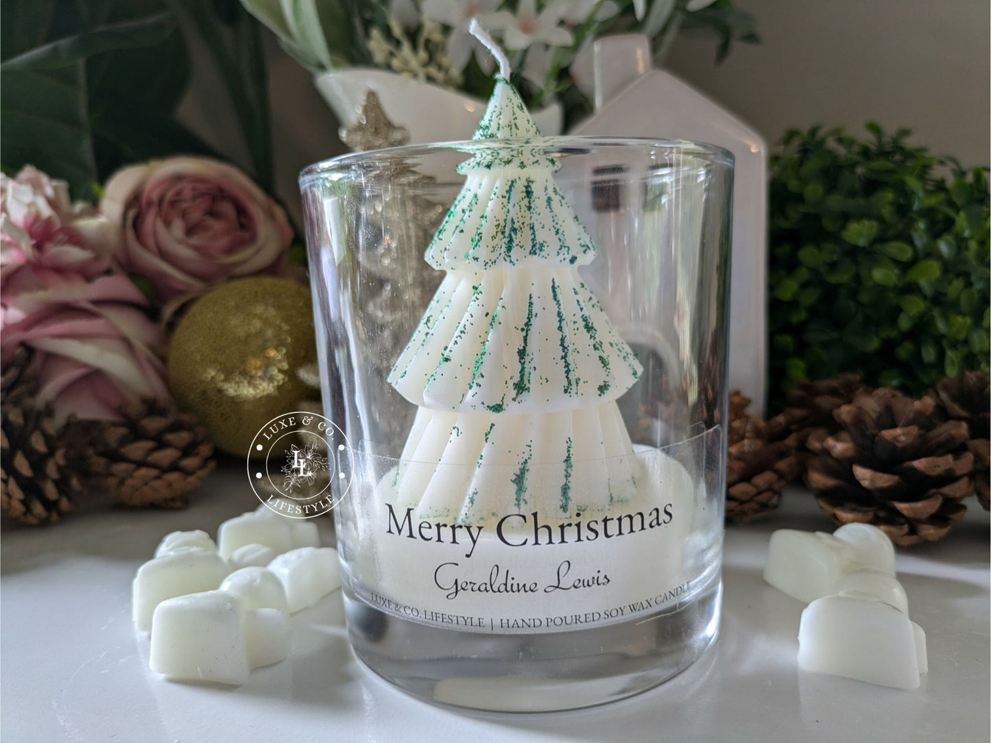 Customized Christmas Candle - Green