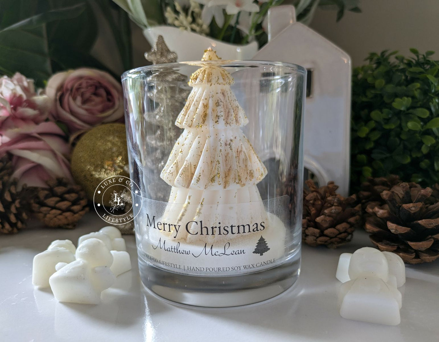 Customized Christmas Candle - Gold