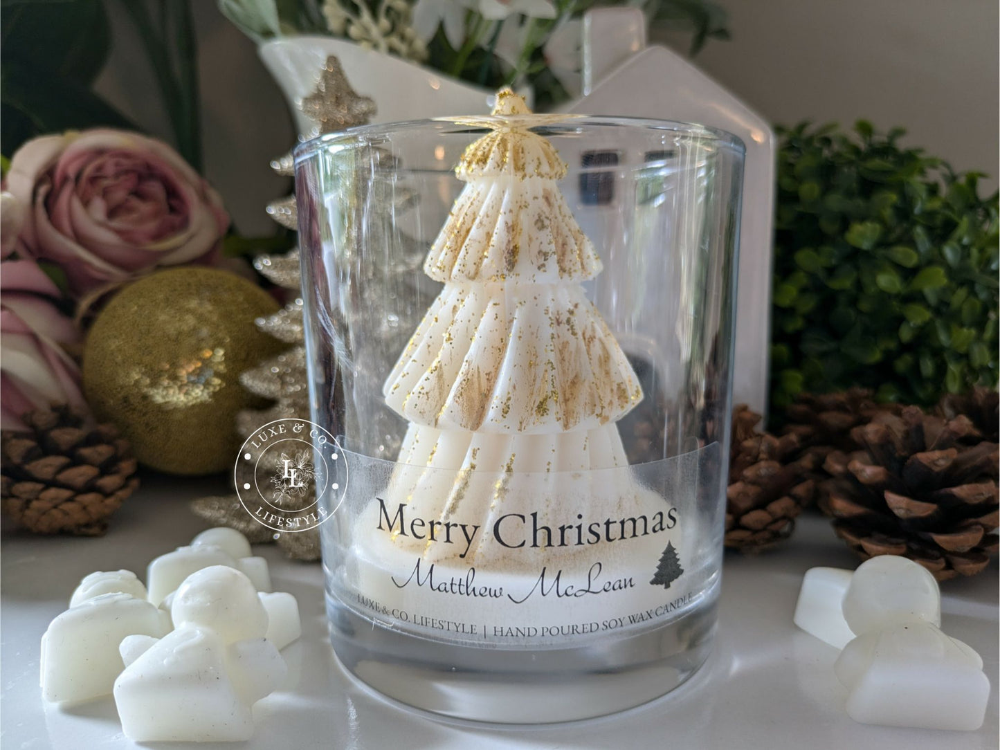 Customized Christmas Candle - Gold