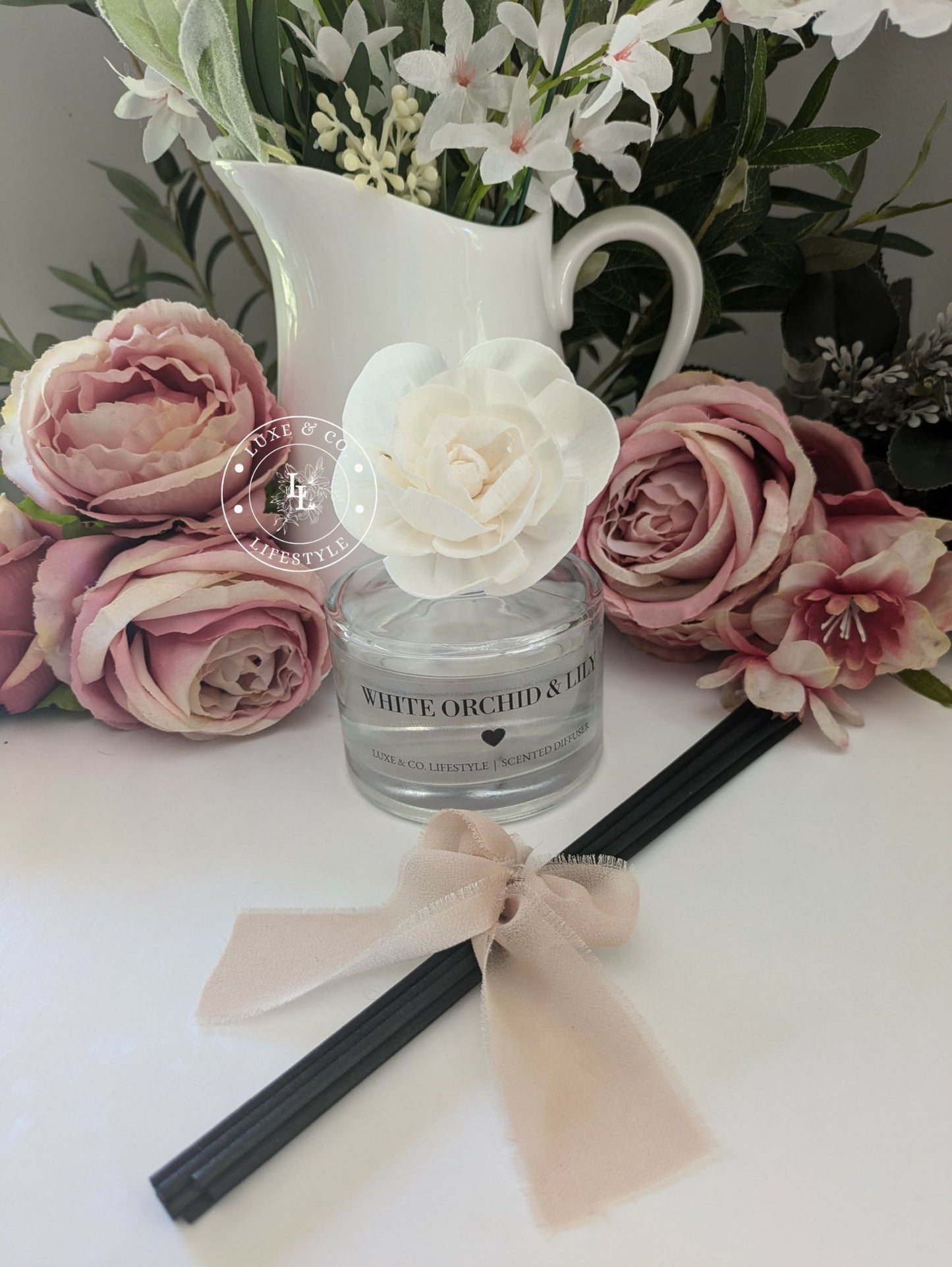 200ml Luxe Glass Diffuser  - WHITE ORCHID & LILY