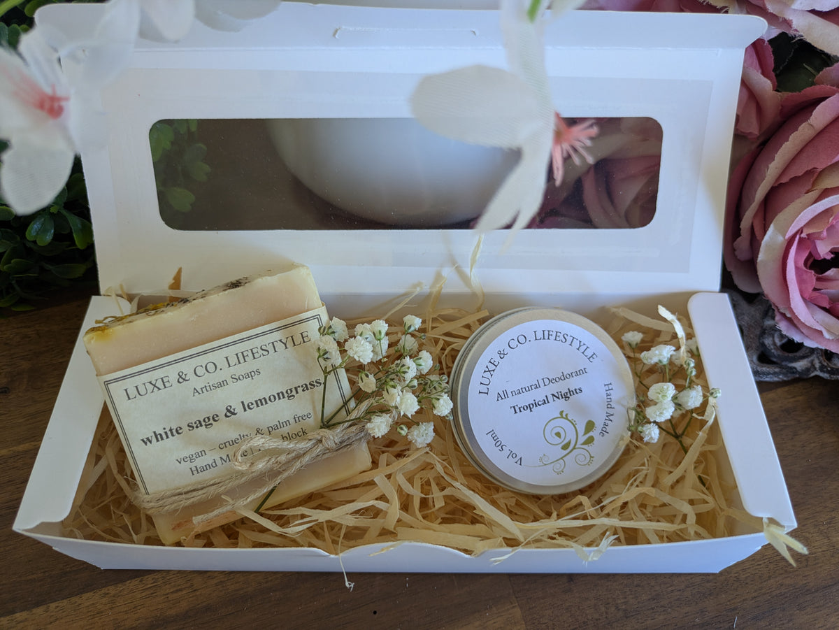 Artisan White Sage & Lemongrass Soap + Natural Deodorant Gift Pack RRP $26!!