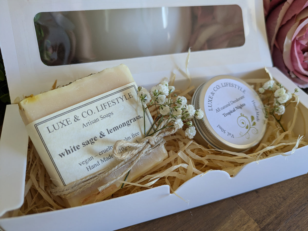 Artisan White Sage & Lemongrass Soap + Natural Deodorant Gift Pack RRP $26!!