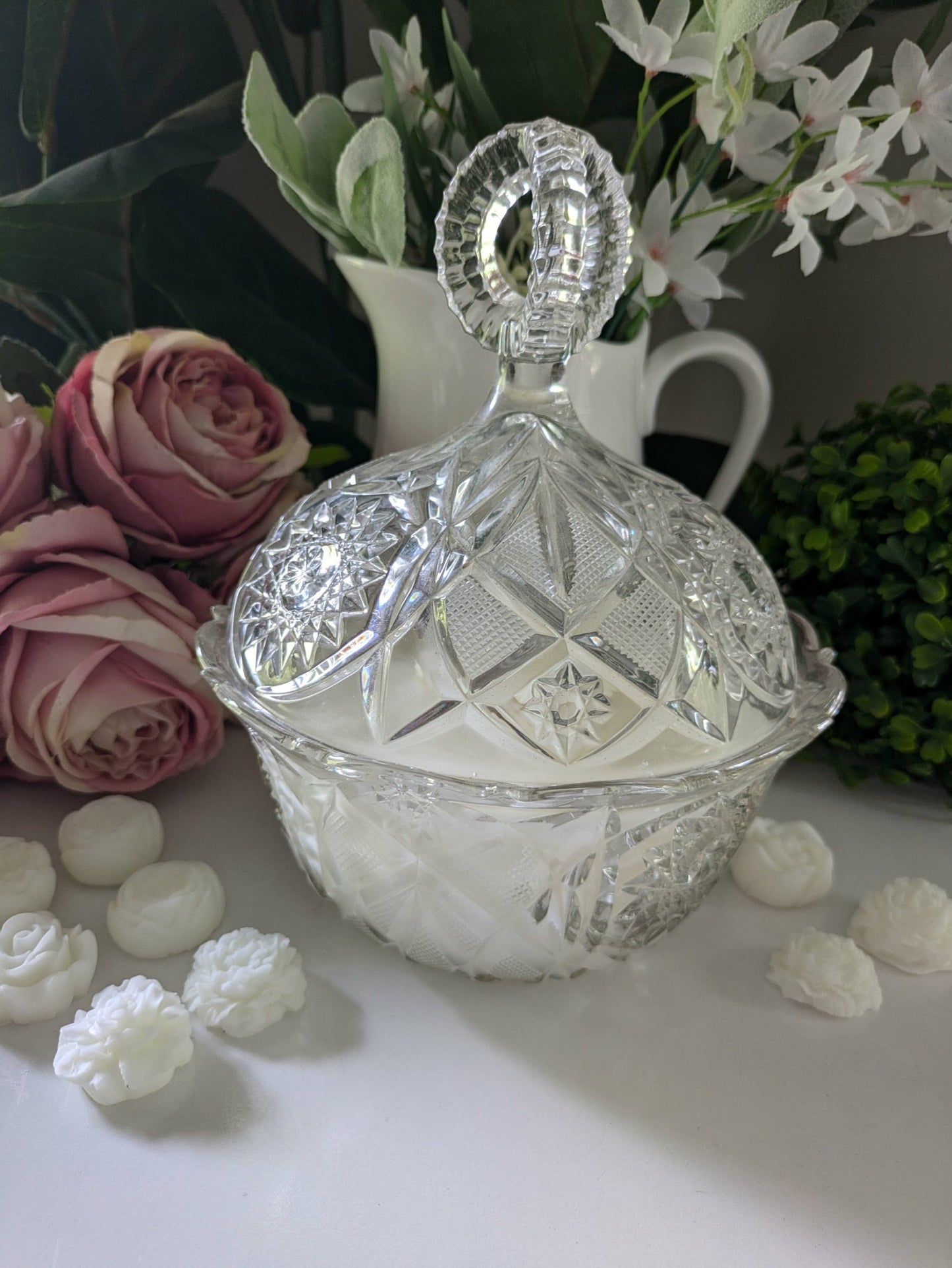 Round Cut Glass - Japanese Honeysuckle | 1ltr