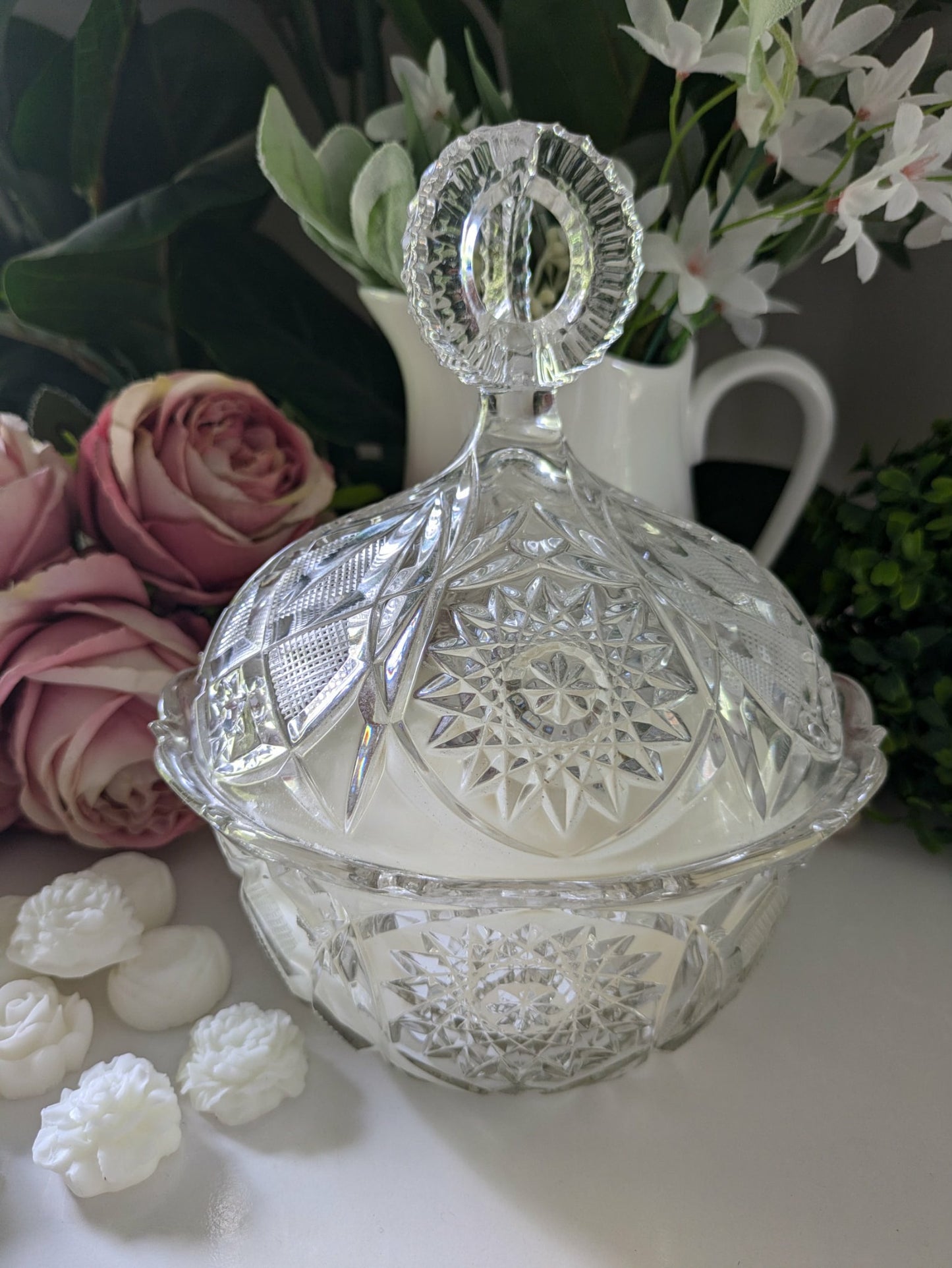 Round Cut Glass - Japanese Honeysuckle | 1ltr
