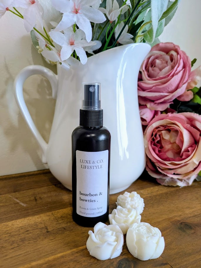 100ml Premium Fragrant Room & Linen Spray - BOURBON & BOWTIES