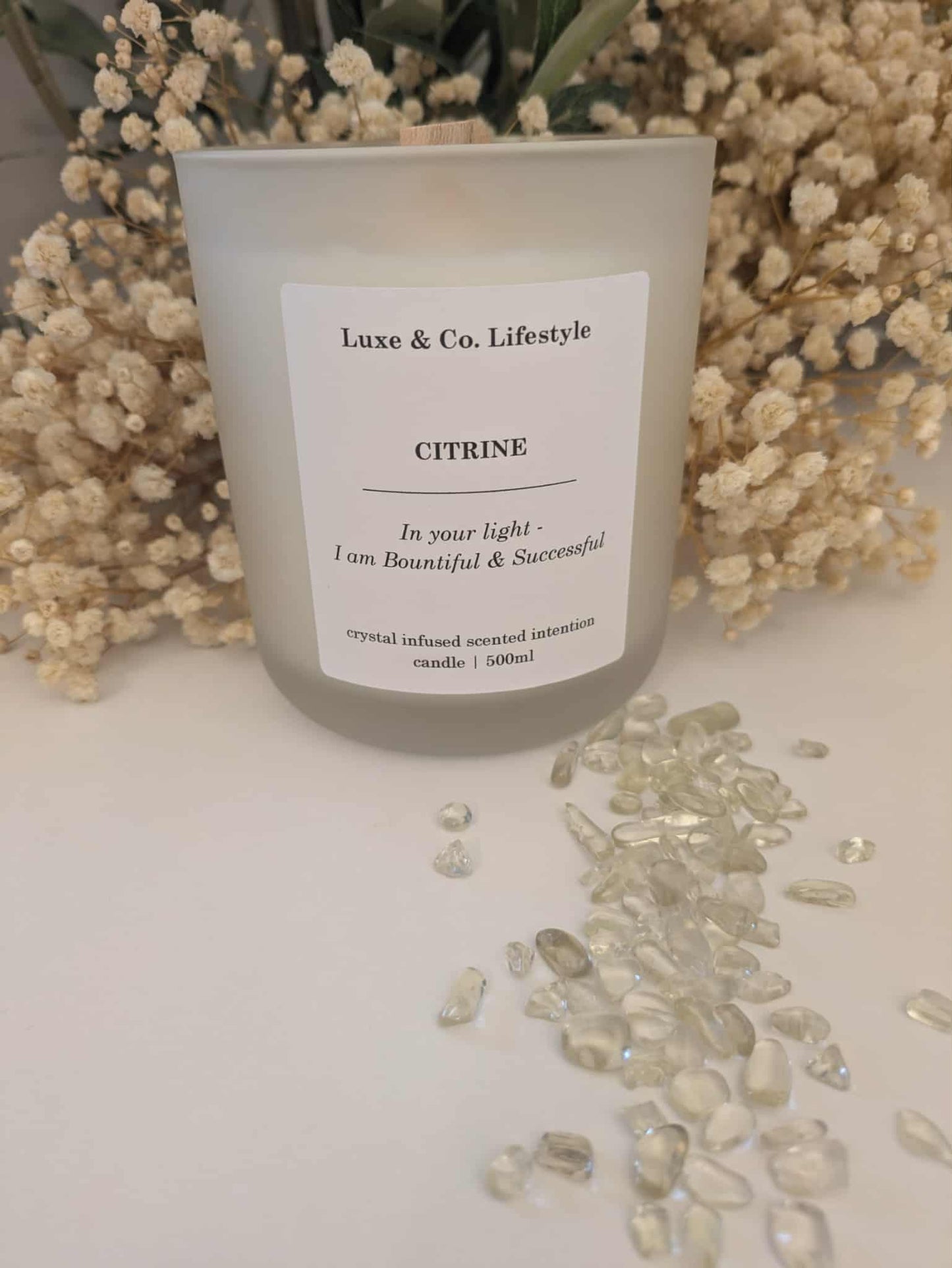CITRINE Crystal Infused Intention Candle - Bountiful & Successful