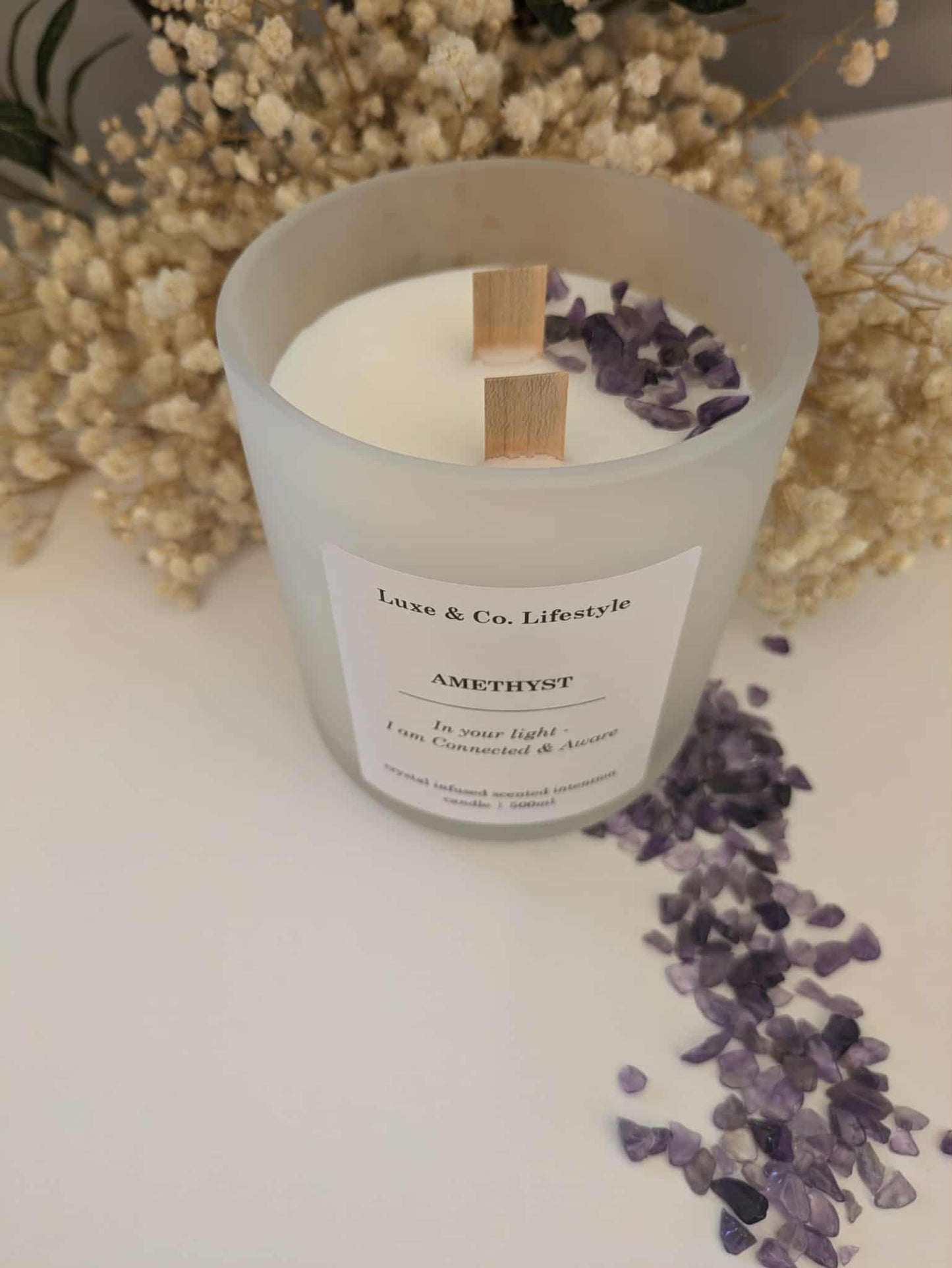 AMETHYST Crystal Infused Intention Candle - Connected & Aware