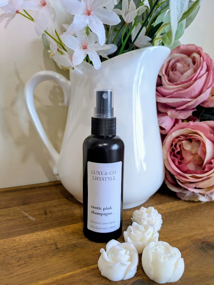 100ml Premium Fragrant Room & Linen Spray - EXOTIC PINK CHAMPAGNE (& WILD FRUITS)