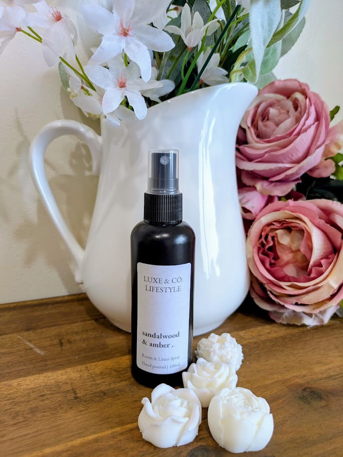 100ml Premium Fragrant Room & Linen Spray - SANDALWOOD & AMBER
